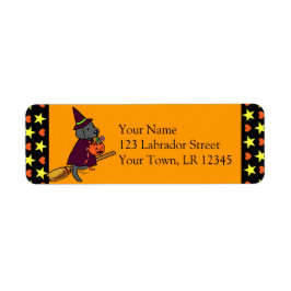 Halloween Black Labrador Cartoon 1 Etiket