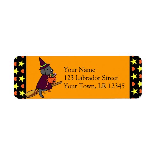 Halloween Black Labrador Cartoon 1 Etiket (Voorkant)