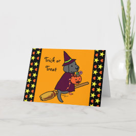 Halloween Black Labrador Cartoon 1 Kaart