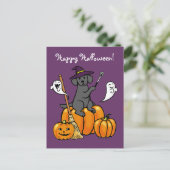 Halloween Black Labrador Cartoon 2 Briefkaart (Staand voorkant)