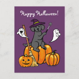 Halloween Black Labrador Cartoon 2 Briefkaart