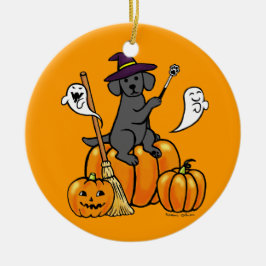 Halloween Black Labrador Cartoon 2 Keramisch Ornament