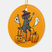 Halloween Black Labrador Cartoon 2 Keramisch Ornament (Links)