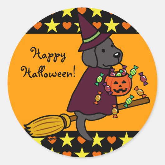 Halloween Black Labrador en Beam Stars Ronde Sticker (Voorkant)