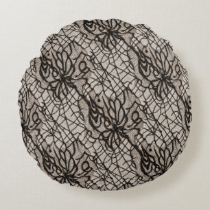 Halloween Black Lace Spider Web Naadloos Rond Kussen