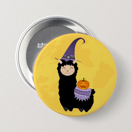 Halloween Black Llama Ronde Button 7,6 Cm (Voorkant /achterkant)