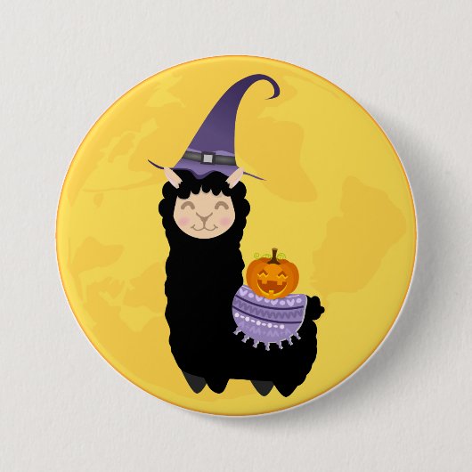 Halloween Black Llama Ronde Button 7,6 Cm (Voorkant)