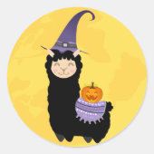 Halloween Black Llama Ronde Sticker (Voorkant)