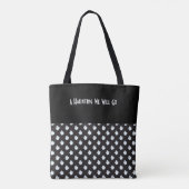 Halloween Black met Cute White Ghosts Name Tote Bag (Achterkant)