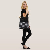 Halloween Black met Cute White Ghosts Name Tote Bag (Op model)