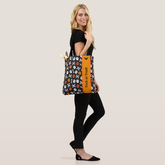 Halloween Black, Oranje en White Symbolen Tote Bag (Op model)