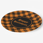 Halloween Black Oranje Gingham Check Pattern Papieren Bordje (Gekanteld)