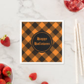 Halloween Black Oranje Gingham Check Pattern Servet (Insitu)