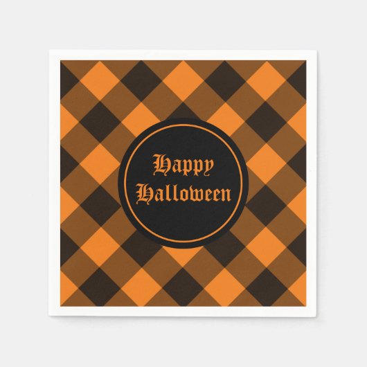 Halloween Black Oranje Gingham Check Pattern Servet (Voorkant)