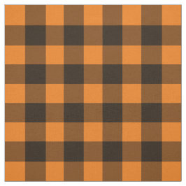 Halloween Black Oranje Gingham Check Pattern Stof
