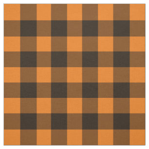 Halloween Black Oranje Gingham Check Pattern Stof