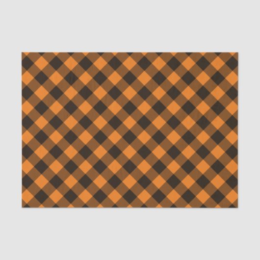 Halloween Black Oranje Gingham Check Pattern Tissuepapier (Voorkant)