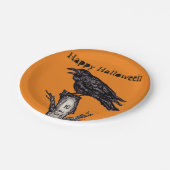 Halloween Black Oranje Gothic Raven Crow Date Papieren Bordje (Gekanteld)