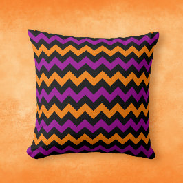 Halloween Black Oranje Paars Chevron Pattern Kussen