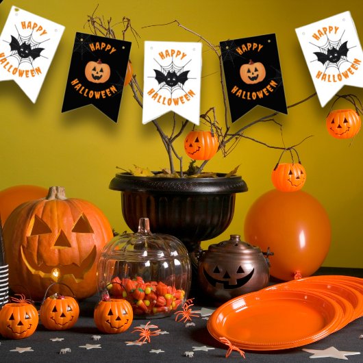 Halloween Black & Oranje Partij Bunting Flags Vlaggetjes
