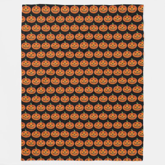 Halloween Black Oranje Pumpkin Jack o'Lantern Fleece Deken (Voorkant)