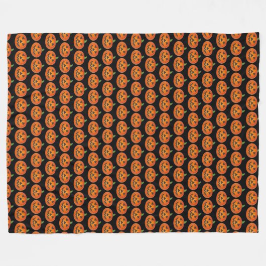 Halloween Black Oranje Pumpkin Jack o'Lantern Fleece Deken (Voorkant (Horizontaal))