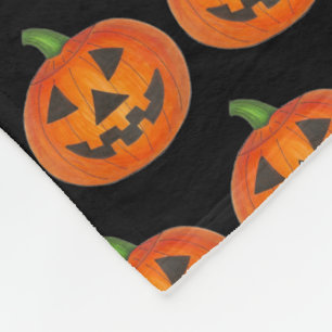 Halloween Black Oranje Pumpkin Jack o'Lantern Fleece Deken