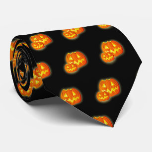 Halloween Black Oranje Pumpkin Patroon Stropdas