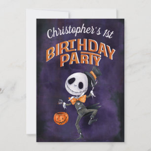 Halloween Black Oranje Spooky Cute 1 Birthday Kaart