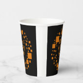 Halloween Black Oranje Squares Name Spooky Drink Papieren Bekers (Rechts)