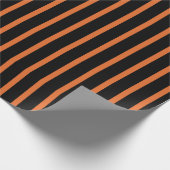 Halloween Black Oranje Stripe Patroon Cadeaupapier (Hoek)