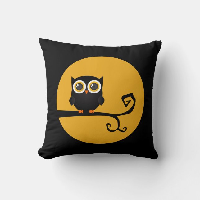 Halloween Black Owl Yellow Moon Sierkussen (Voorkant)