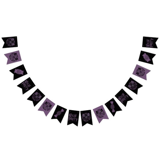 Halloween Black & Paarse Garland - griezelig Vlaggetjes (Alle)