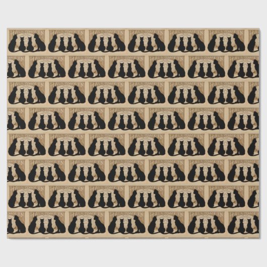  Halloween black-party over katten Cadeaupapier (Vlak)