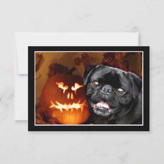 Halloween Black Pug-uitnodiging Kaart (Achterkant)