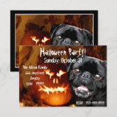 Halloween Black Pug-uitnodiging Kaart (Voorkant / Achterkant)