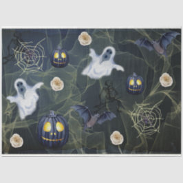 Halloween Black Pumpkin, Ghosts en Spider Web Tissuepapier
