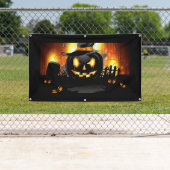 Halloween Black Pumpkin met heksenPet Spandoek (Insitu)