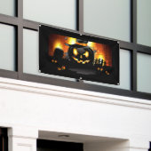 Halloween Black Pumpkin met heksenPet Spandoek (Buitenkant Gebouw)