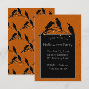 Halloween Black Ravens Minimalistisch Patroon Kaart