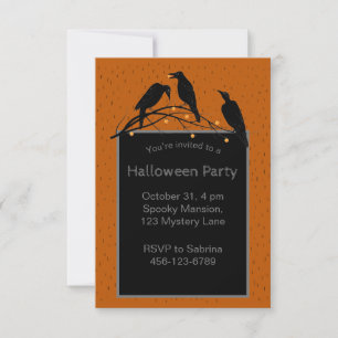 Halloween Black Ravens Spooky Uitnodiging