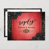 Halloween Black & Red Gothic Reply Briefkaart (Voorkant / Achterkant)