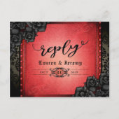 Halloween Black & Red Gothic Reply Briefkaart (Voorkant)