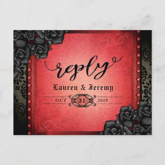 Halloween Black & Red Gothic Reply Briefkaart (Voorkant)