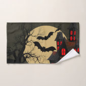 Halloween Black Red Haunted House Bat Full Moon Bad Handdoek (Handdoek)