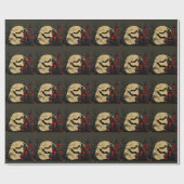 Halloween Black Red Haunted House Bat Full Moon Cadeaupapier (Vlak)