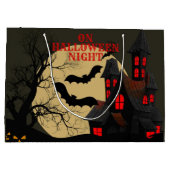 Halloween Black Red Haunted House Bat Full Moon Groot Cadeauzakje (Achterkant)
