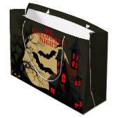 Halloween Black Red Haunted House Bat Full Moon Groot Cadeauzakje (Achterkant Gekanteld)