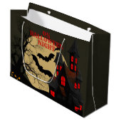 Halloween Black Red Haunted House Bat Full Moon Groot Cadeauzakje (Voorkant Gekanteld)