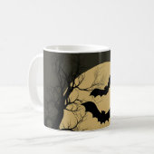 Halloween Black Red Haunted House Bat Full Moon Koffiemok (Voorkant links)